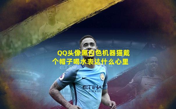 QQ头像黑白色机器猫戴个帽子喝水表达什么心里