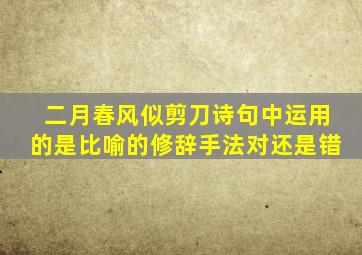 二月春风似剪刀诗句中运用的是比喻的修辞手法对还是错