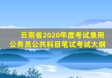云南省2020年度考试录用公务员公共科目笔试考试大纲