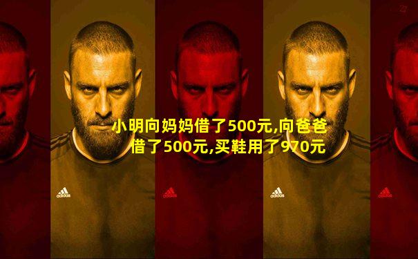 小明向妈妈借了500元,向爸爸借了500元,买鞋用了970元