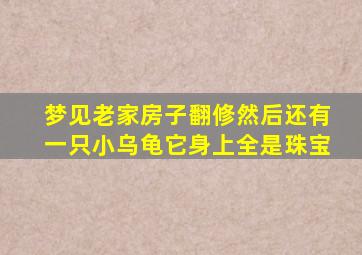 梦见老家房子翻修然后还有一只小乌龟它身上全是珠宝