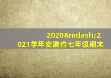 2020—2021学年安徽省七年级期末